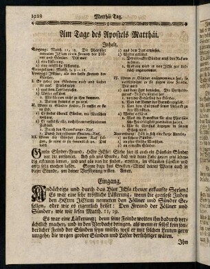 1218-1229, Am Tage des Apostels Matthaei