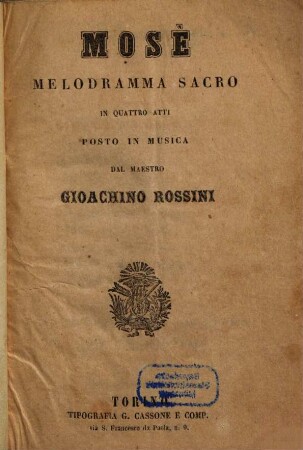 Mosé : melodramma sacro in quattro atti