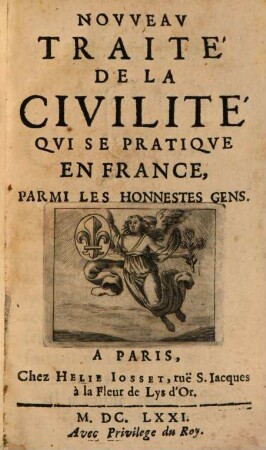 Nouveau traité de la civilité qui se pratique en France parmi les honnestes gens