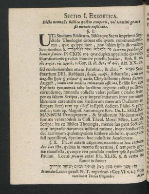 Sectio I. Exegetica.