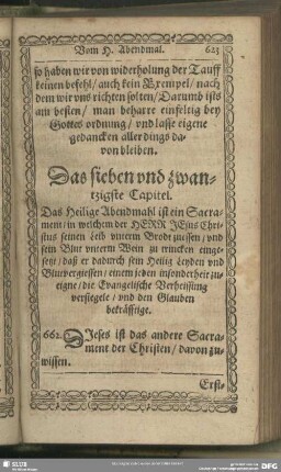 Das sieben und zwantzigste Capitel. Vom H. Abendmal