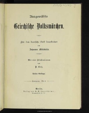 Ausgewählte griechische Volksmärchen