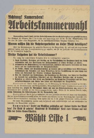 "Achtung! Kameraden! Arbeitskammerwahl"
