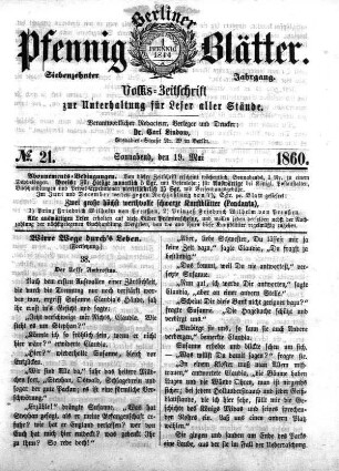 No. 21, Sonnabend, den 19. Mai