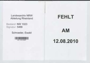 Entnazifizierung Ewald Schroeder , geb. 00.00.0000 ()