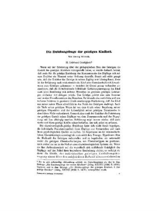 Die Erziehungsfrage der geistigen Kindheit