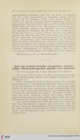 Ueber das chemische Verhalten anorganischer, stickstoffhaltiger Pflanzennahrungsstoffe gegenüber dem Sonnenlicht