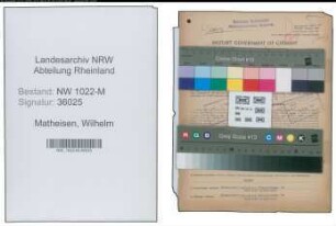 Entnazifizierung Wilhelm Matheisen , geb. 22.02.1903 (Bahnbeamter)