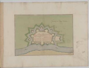 Plan der Festung Diedenhofen, kolorierte Handzeichnung, vor 1695