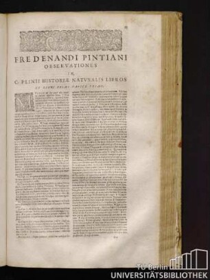 Fredenandi Pintiani Observationes In C. Plinii Histroiae Naturalis Libros.