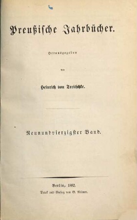 Preußische Jahrbücher. 49. 1882