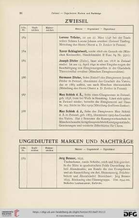 Ungedeutete Marken und Nachträge