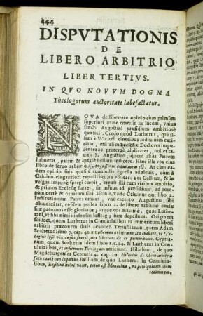 Liber Tertius. In Quo Nouum Dogma Theologorum auctoritate labefactatur.