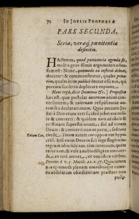 Pars Secunda, Seriæ, veræq pœnitentiæ definitio.