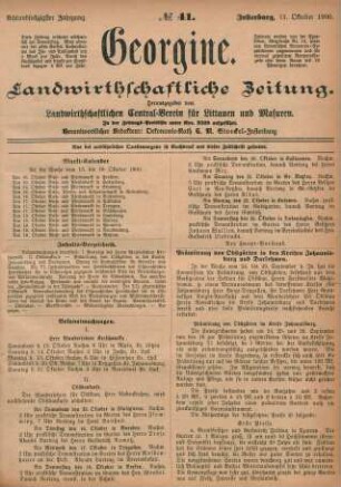 Achtundsechzigster Jahrgang. No. 41. Insterburg, 11. Oktober 1900.