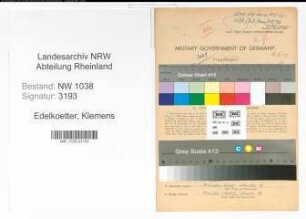 Entnazifizierung Klemens Edelkoetter , geb. 04.12.1914 (Postbeamter)