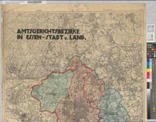 Amtsgerichtsbezirke in Essen Stadt und Land [Borbeck, Essen, Steele, Werden]. Bearbeitet im Stadtvermessungsamt Essen. April 1928