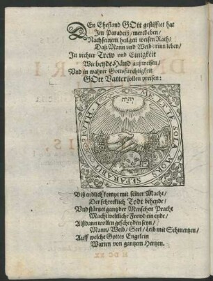 Den Ehestand Gott gestifftet hat Im Paradeiß/ merck eben/ ...