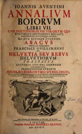 Annales Boiorum : Quibus eiusdem Aventini Abacus accessit