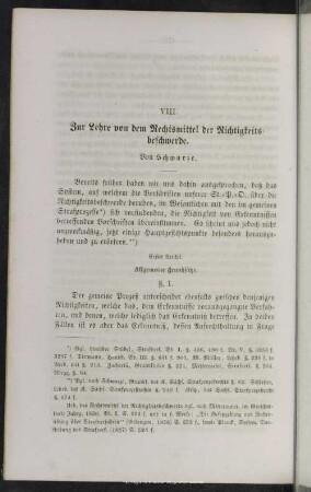 VIII. Zur Lehre von dem Rechtsmittel der Richtigkeitsbeschwerde