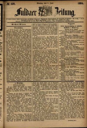 Ausgabe vom Montag, den 09. Juni 1884.