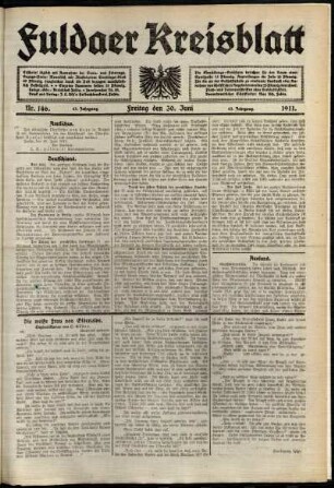 Ausgabe vom Freitag, den 30. Juni 1911.