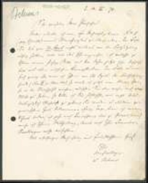 Brief von Wilhelm Julius Behrens an Unbekannt