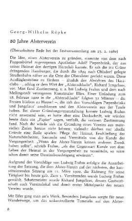 80 Jahre Alsterverein
