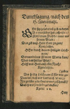 Dancksagung/ nach dem H. Abendmahl.