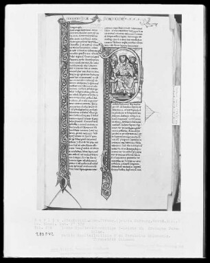 Heisterbacher Bibel — Initiale P (arabole), darin thronender Salomon, Folio 256recto