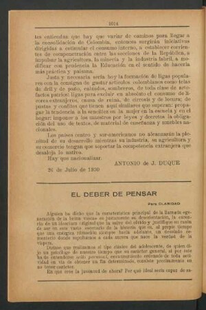 El deber de pensar