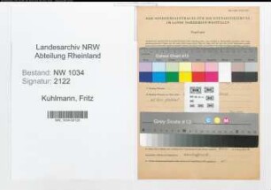 Entnazifizierung Fritz Kuhlmann , geb. 24.12.1912 (Hauptwachtmeister)