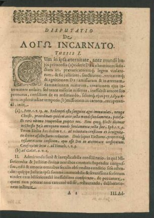 Disputatio De Logō Incarnato.