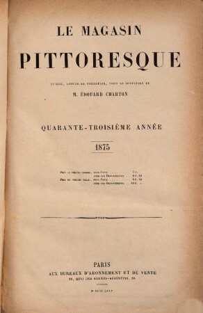 Le magasin pittoresque. 43. 1875