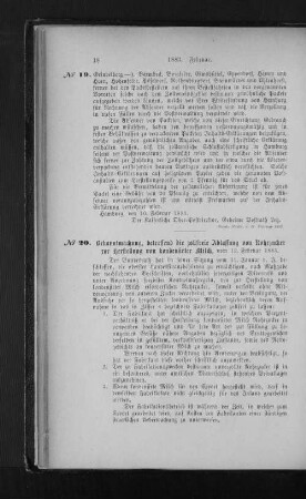 Nr. 20 Bekanntmachung, betreffend die zollfreie Ablassung von Rohrzucker zur Herstellung von kondensierter Milch