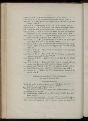 Pubblicazioni periodiche pervenute all' Accademia nel mese di dicembre 1884.