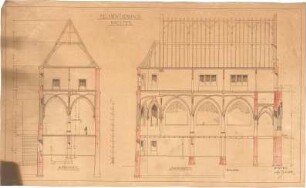 Billing, Hermann; Bretten (Baden-Württemberg), Marktplatz; Melanchthonhaus - Querschnitt, Längsschnitt