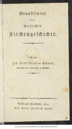 Grundlinien der christlichen Kirchengeschichte