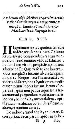 An Serum alijs febribus præsertim acutis Vtile? [...] Cap. XIII.
