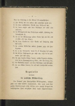 Regulativ betreffend die praktische Milchprüfung.