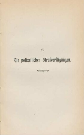 VI. Die polizeilichen Strafverfügungen.