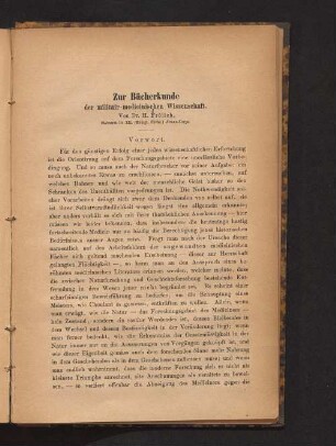 Zur Bücherkunde der militair-medicinischen Wissenschaft
