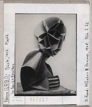 Naum Gabo:Büste, 1916, Plastik. Im Besitz des Künstlers