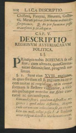 Cap. V. Descriptio Regionum Austriacarum Politica.