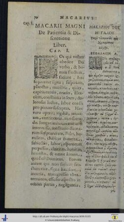IV. De Patientia et Discretione.