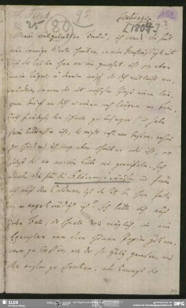 Eigenh. Brief von Ludwig Tieck an August Wilhelm von Schlegel, Ziebingen, 1804?