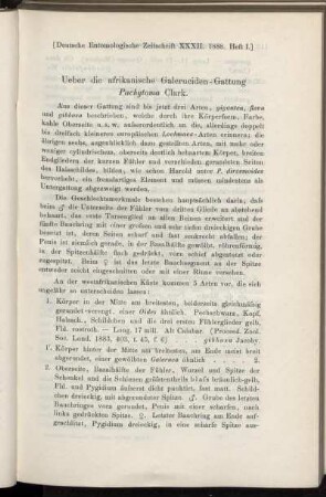 Ueber die afrikanische Galeruciden-Gattung Pachytoma Clark.