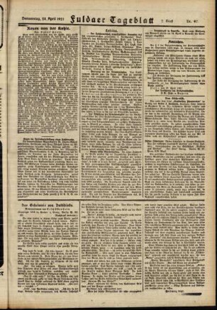 Zweite Ausgabe vom Donnerstag, den 28. April 1921.