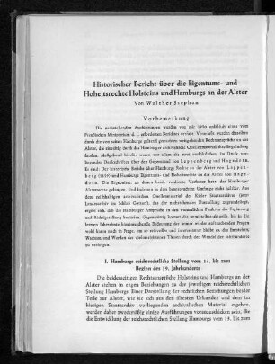 Historischer Bericht über die Eigentums- und Hoheitsrechte Holsteins und Hamburgs an der Alster