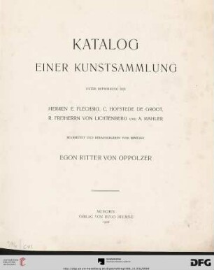Katalog einer Kunstsammlung : [Auktion in München in der Galerie Helbing am 3. Dezember 1906]